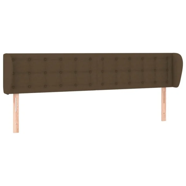 boutique en france VidaXL Tête De Lit Avec Oreilles Marron Foncé 203x23x78/88 Cm Tissu 3