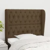 VidaXL Tête De Lit Avec Oreilles Marron Foncé 93x23x118/128 Cm Tissu prix pas cher 14