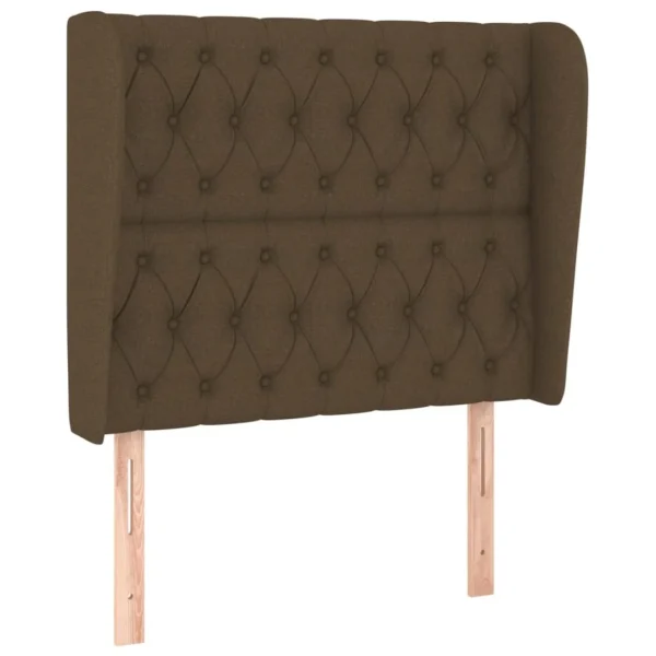 VidaXL Tête De Lit Avec Oreilles Marron Foncé 93x23x118/128 Cm Tissu prix pas cher 3