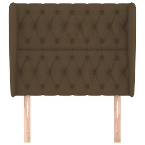 VidaXL Tête De Lit Avec Oreilles Marron Foncé 93x23x118/128 Cm Tissu prix pas cher 11