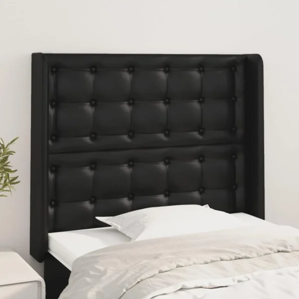 VidaXL Tête De Lit Avec Oreilles Noir 103x16x118/128 Cm Similicuir destockage 1
