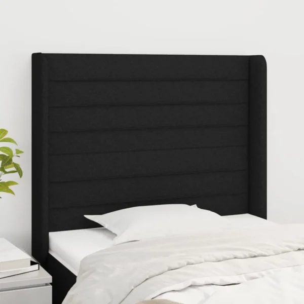 offre spéciale VidaXL Tête De Lit Avec Oreilles Noir 103x16x118/128 Cm Tissu 1