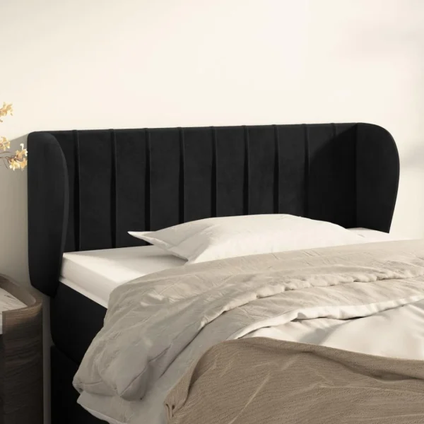 VidaXL Tête De Lit Avec Oreilles Noir 103x23x78/88 Cm Velours grande marque pas cher 1