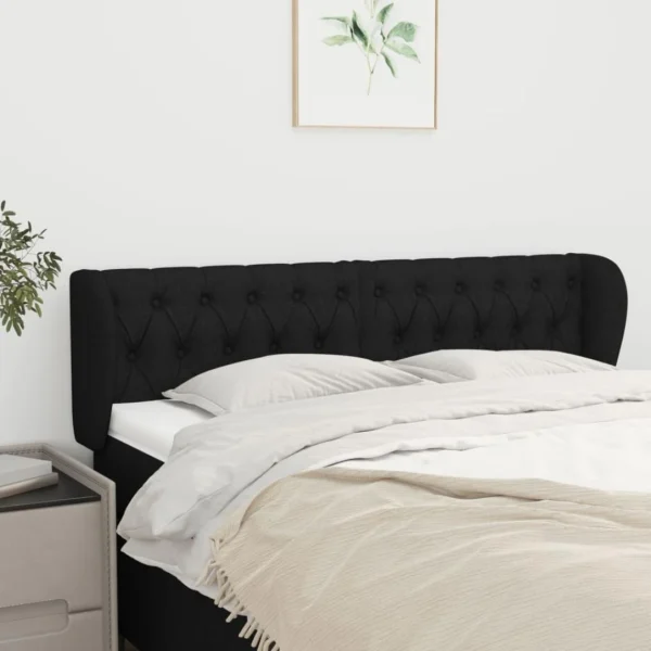 VidaXL Tête De Lit Avec Oreilles Noir 147x23x78/88 Cm Tissu pas cher 1