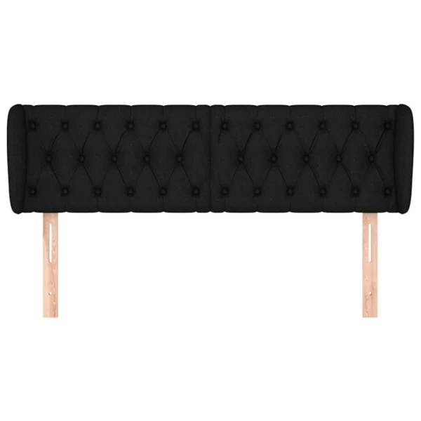 VidaXL Tête De Lit Avec Oreilles Noir 147x23x78/88 Cm Tissu pas cher 4
