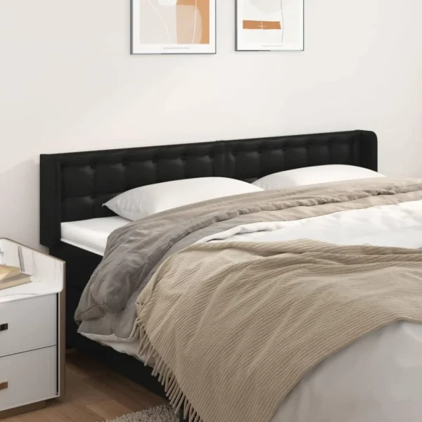 à prix d'occasion VidaXL Tête De Lit Avec Oreilles Noir 163x16x78/88 Cm Similicuir 1