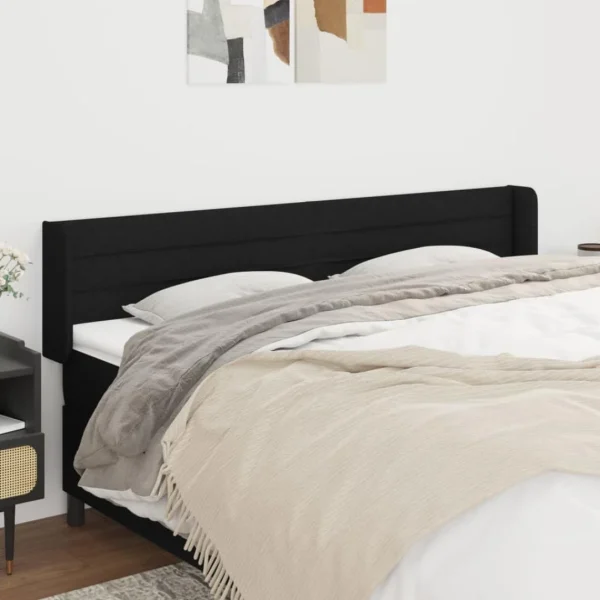 grossiste en ligne VidaXL Tête De Lit Avec Oreilles Noir 163x16x78/88 Cm Tissu 1
