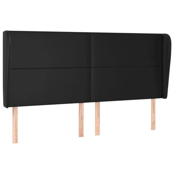 VidaXL Tête De Lit Avec Oreilles Noir 163x23x118/128 Cm Similicuir magasin pas cher 3