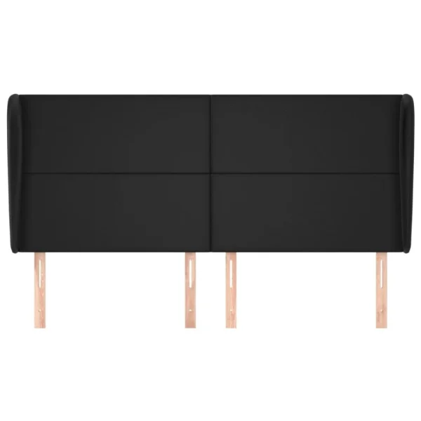 VidaXL Tête De Lit Avec Oreilles Noir 163x23x118/128 Cm Similicuir magasin pas cher 4