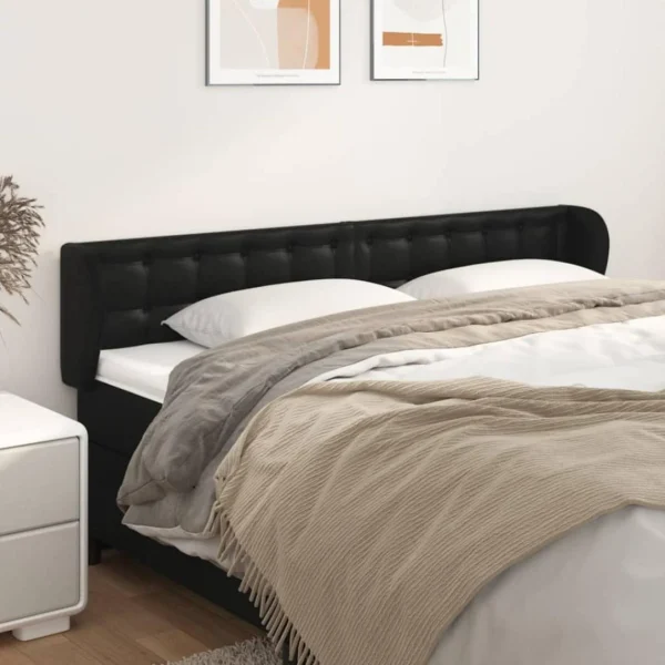 magasin paris VidaXL Tête De Lit Avec Oreilles Noir 163x23x78/88 Cm Similicuir 1
