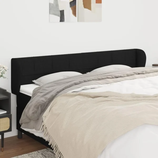 VidaXL Tête De Lit Avec Oreilles Noir 163x23x78/88 Cm Tissu Large choix en ligne 1