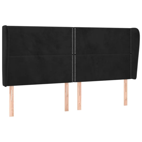 VidaXL Tête De Lit Avec Oreilles Noir 183x23x118/128 Cm Velours mode pas cher 3
