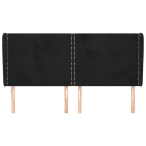 VidaXL Tête De Lit Avec Oreilles Noir 183x23x118/128 Cm Velours mode pas cher 11