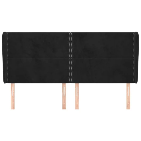 VidaXL Tête De Lit Avec Oreilles Noir 183x23x118/128 Cm Velours mode pas cher 4