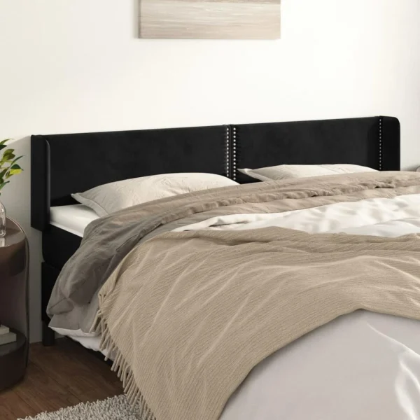 VidaXL Tête De Lit Avec Oreilles Noir 203x16x78/88 Cm Velours magasin france 1