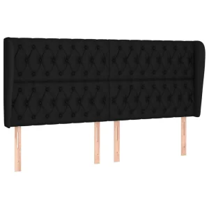 VidaXL Tête De Lit Avec Oreilles Noir 203x23x118/128 Cm Tissu marque pas cher 9