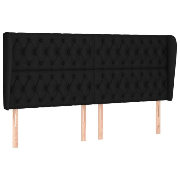 VidaXL Tête De Lit Avec Oreilles Noir 203x23x118/128 Cm Tissu marque pas cher 3