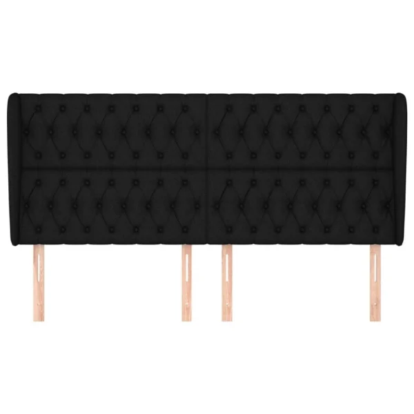 VidaXL Tête De Lit Avec Oreilles Noir 203x23x118/128 Cm Tissu marque pas cher 4
