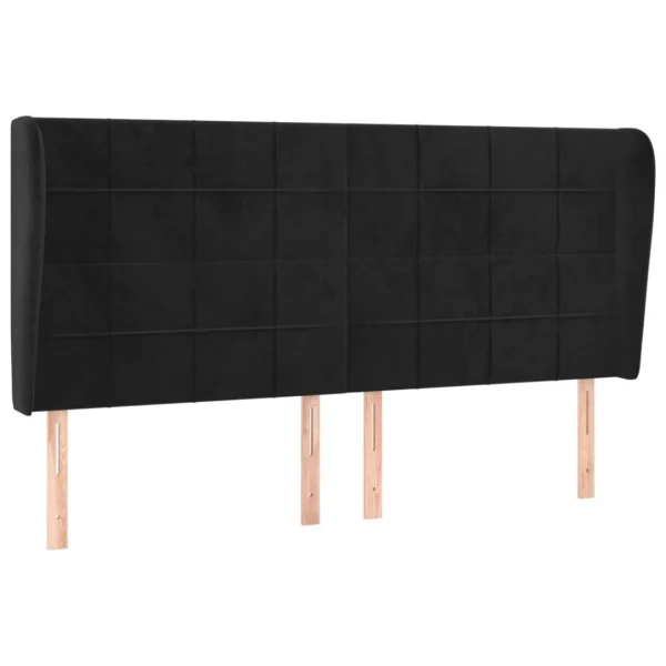VidaXL Tête De Lit Avec Oreilles Noir 203x23x118/128 Cm Velours à prix d'occasion 3
