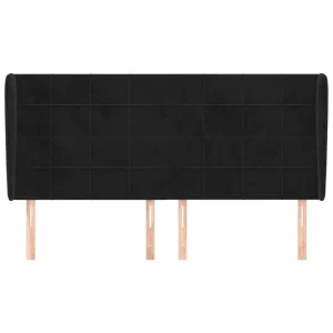 VidaXL Tête De Lit Avec Oreilles Noir 203x23x118/128 Cm Velours à prix d'occasion 11