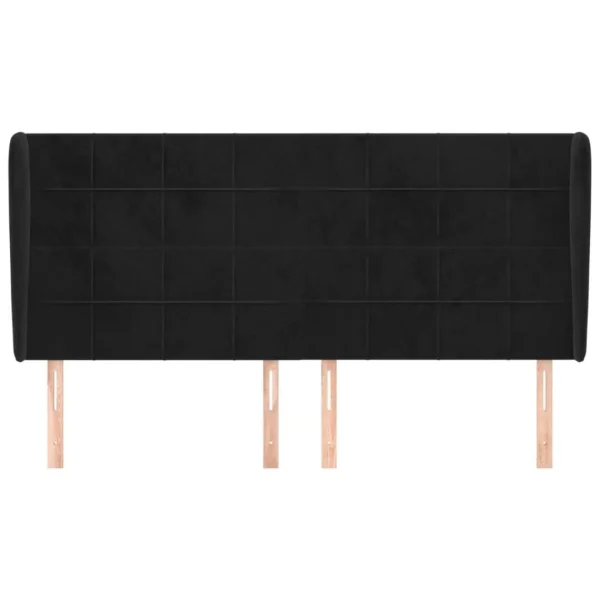 VidaXL Tête De Lit Avec Oreilles Noir 203x23x118/128 Cm Velours à prix d'occasion 4