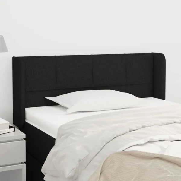 magasin paris VidaXL Tête De Lit Avec Oreilles Noir 83x16x78/88 Cm Tissu 1