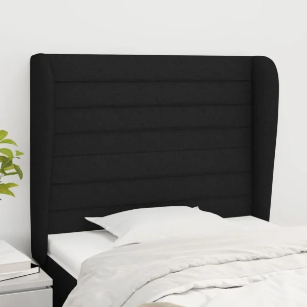 VidaXL Tête De Lit Avec Oreilles Noir 83x23x118/128 Cm Tissu prix pas cher 1