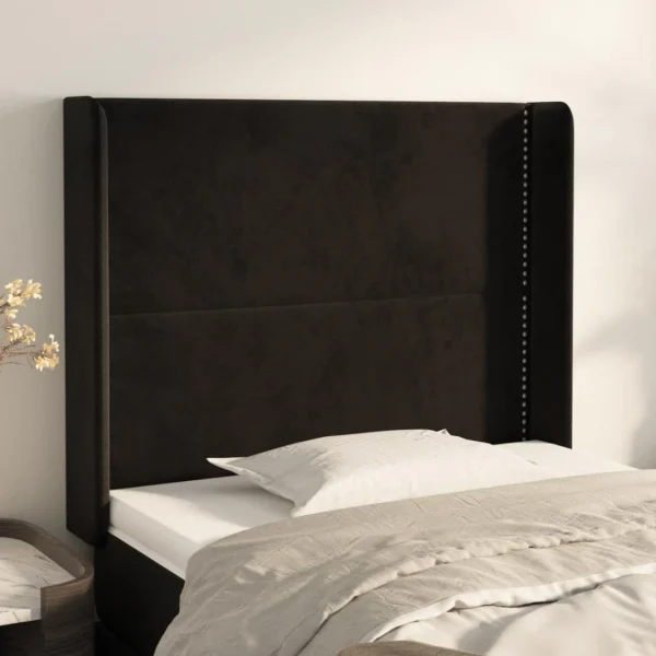 grande popularité VidaXL Tête De Lit Avec Oreilles Noir 93x16x118/128 Cm Velours 1