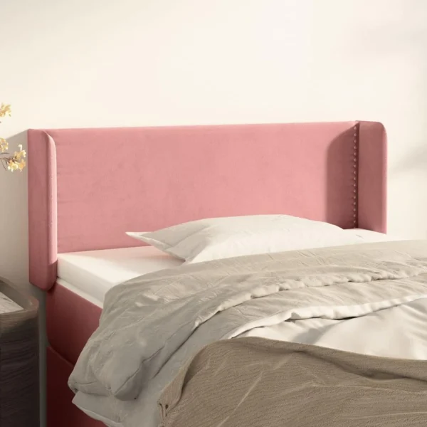 boutique en france VidaXL Tête De Lit Avec Oreilles Rose 103x16x78/88 Cm Velours 1