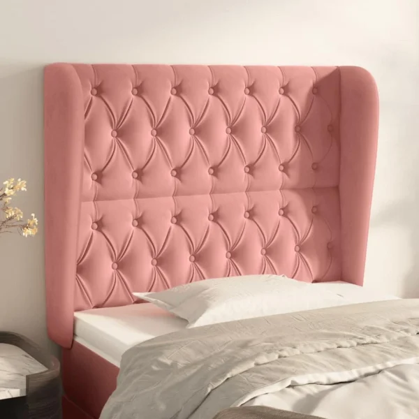 vente en ligne pas cher VidaXL Tête De Lit Avec Oreilles Rose 103x23x118/128 Cm Velours 1