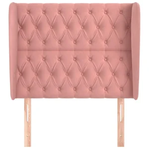 vente en ligne pas cher VidaXL Tête De Lit Avec Oreilles Rose 103x23x118/128 Cm Velours 11