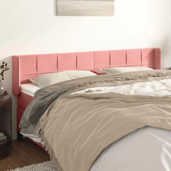 VidaXL Tête De Lit Avec Oreilles Rose 163x16x78/88 Cm Velours Nouvelle tendance 1