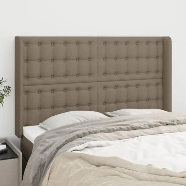 Meilleur Prix VidaXL Tête De Lit Avec Oreilles Taupe 147x16x118/128 Cm Tissu 1