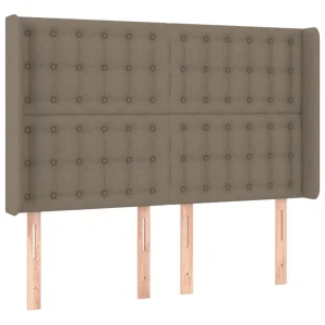 Meilleur Prix VidaXL Tête De Lit Avec Oreilles Taupe 147x16x118/128 Cm Tissu 9