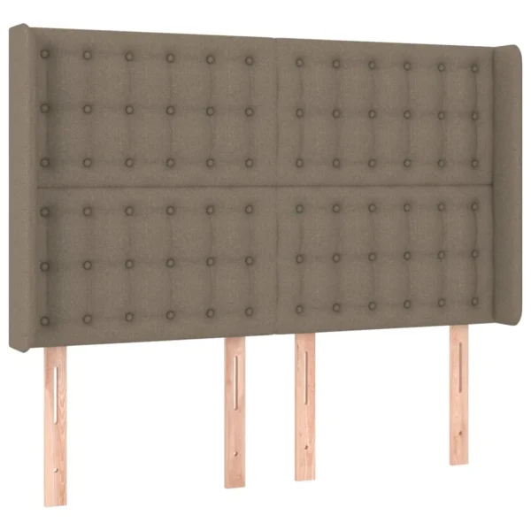Meilleur Prix VidaXL Tête De Lit Avec Oreilles Taupe 147x16x118/128 Cm Tissu 3
