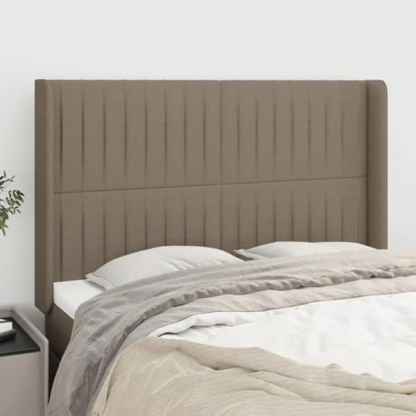 à prix promos VidaXL Tête De Lit Avec Oreilles Taupe 147x16x118/128 Cm Tissu 1