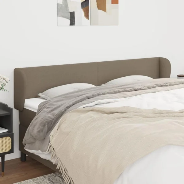 VidaXL Tête De Lit Avec Oreilles Taupe 203x23x78/88 Cm Tissu l'unique style 1