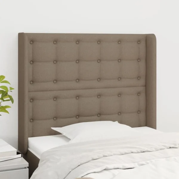 VidaXL Tête De Lit Avec Oreilles Taupe 83x16x118/128 Cm Tissu Nouveau 1