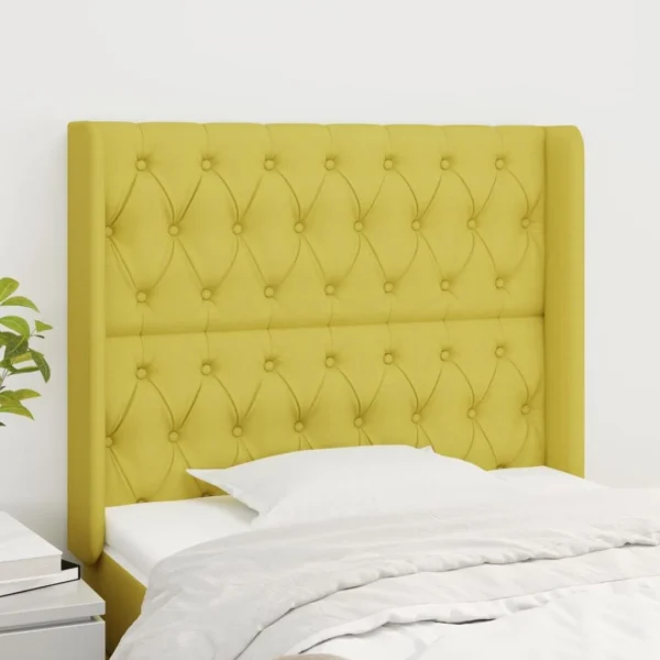 VidaXL Tête De Lit Avec Oreilles Vert 103x16x118/128 Cm Tissu comparez les prix 1