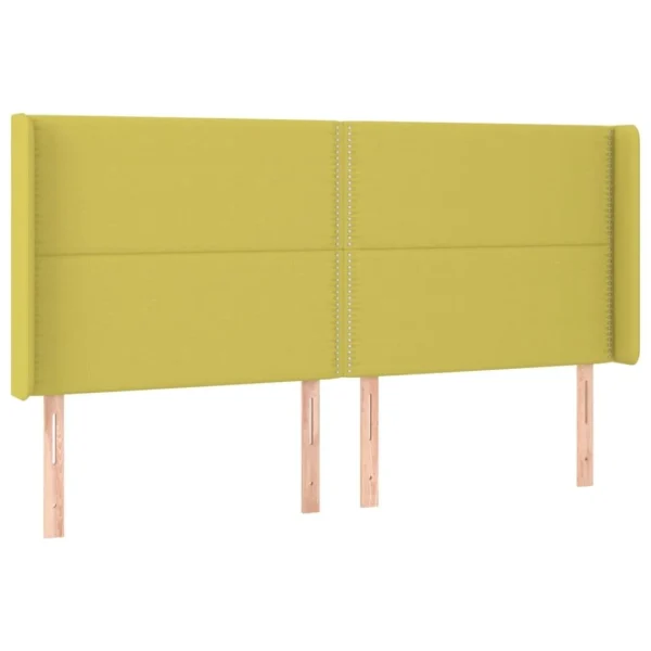 boutique en france VidaXL Tête De Lit Avec Oreilles Vert 203x16x118/128 Cm Tissu 3