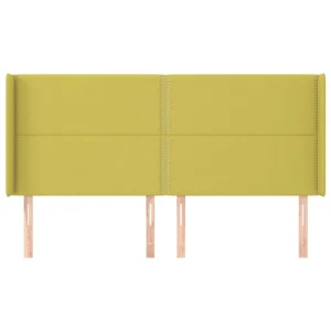 boutique en france VidaXL Tête De Lit Avec Oreilles Vert 203x16x118/128 Cm Tissu 11