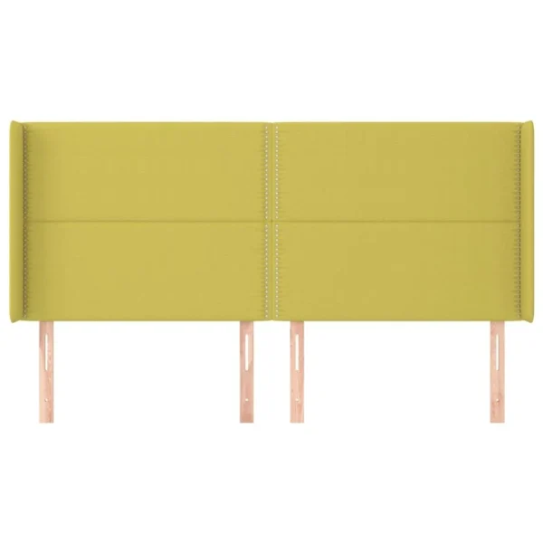 boutique en france VidaXL Tête De Lit Avec Oreilles Vert 203x16x118/128 Cm Tissu 4