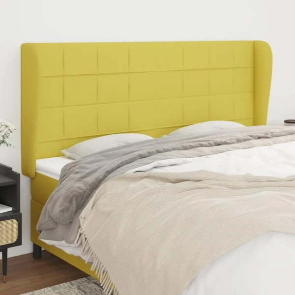 VidaXL Tête De Lit Avec Oreilles Vert 203x23x118/128 Cm Tissu belle 1