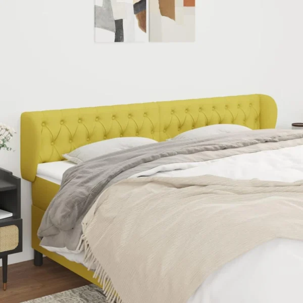de garantie authentique VidaXL Tête De Lit Avec Oreilles Vert 203x23x78/88 Cm Tissu 1