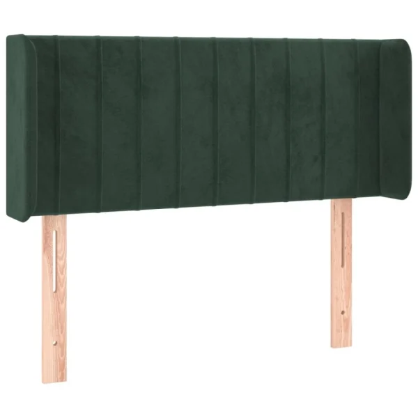 VidaXL Tête De Lit Avec Oreilles Vert Foncé 103x16x78/88 Cm Velours Officielle 3