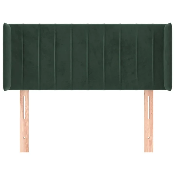 VidaXL Tête De Lit Avec Oreilles Vert Foncé 103x16x78/88 Cm Velours Officielle 4