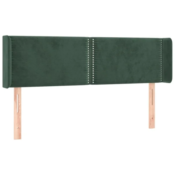 VidaXL Tête De Lit Avec Oreilles Vert Foncé 147x16x78/88 Cm Velours Nouveau 3