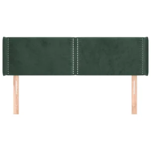 VidaXL Tête De Lit Avec Oreilles Vert Foncé 147x16x78/88 Cm Velours Nouveau 11