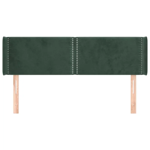 VidaXL Tête De Lit Avec Oreilles Vert Foncé 147x16x78/88 Cm Velours Nouveau 4