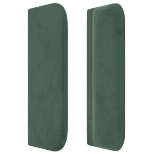 VidaXL Tête De Lit Avec Oreilles Vert Foncé 147x16x78/88 Cm Velours Nouveau 13